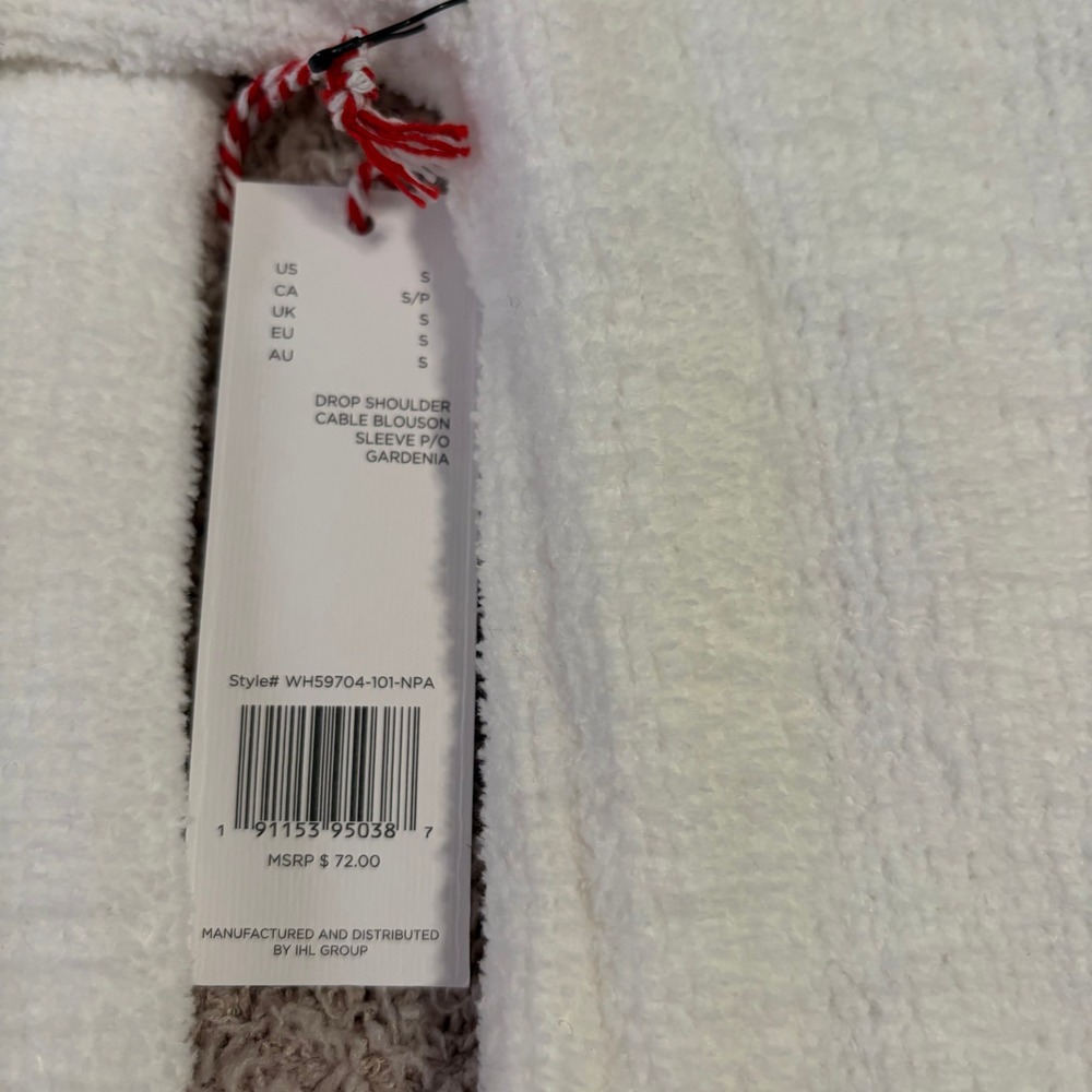 Rae Dunn Holly Jolly White Cable Knit Sweater Womens Small NWT - Picture 5 of 7